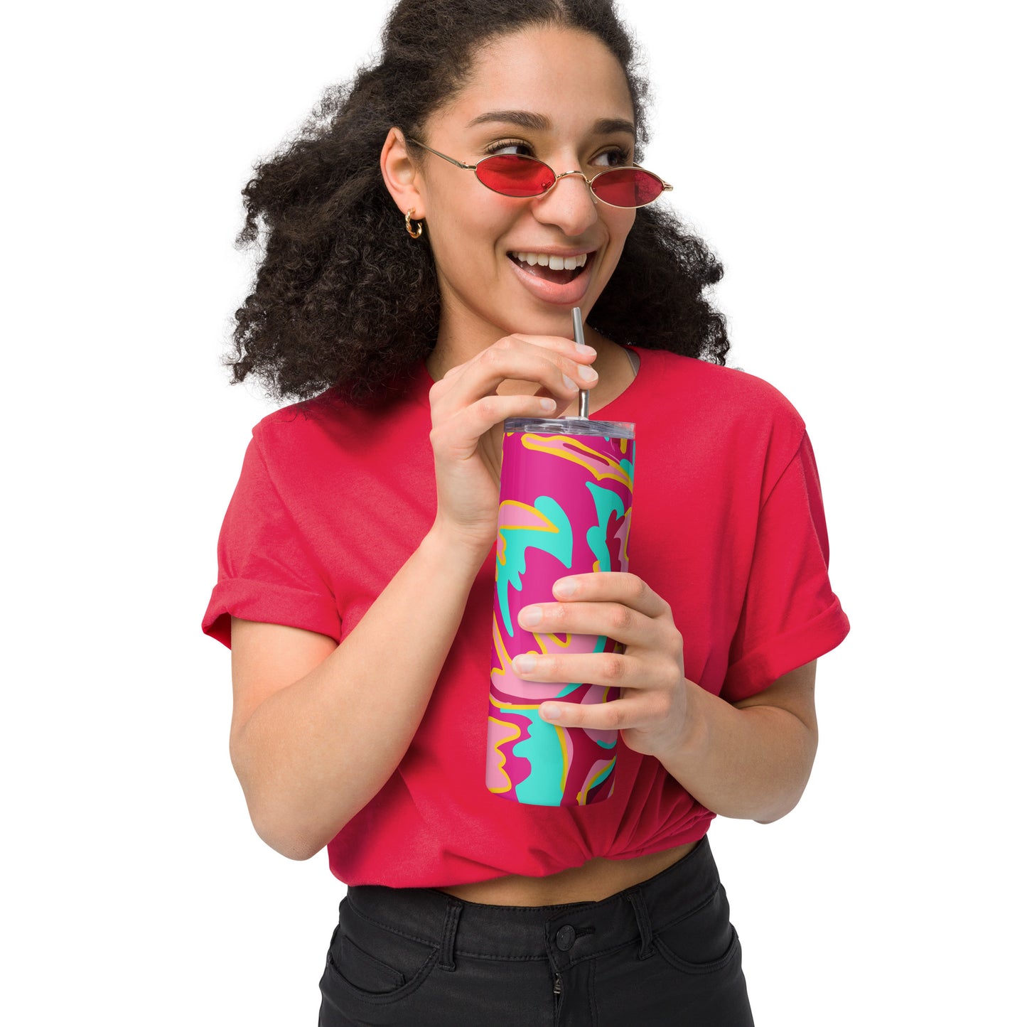 Embrace Body Love Stainless Steel Tumbler- Hot Pink