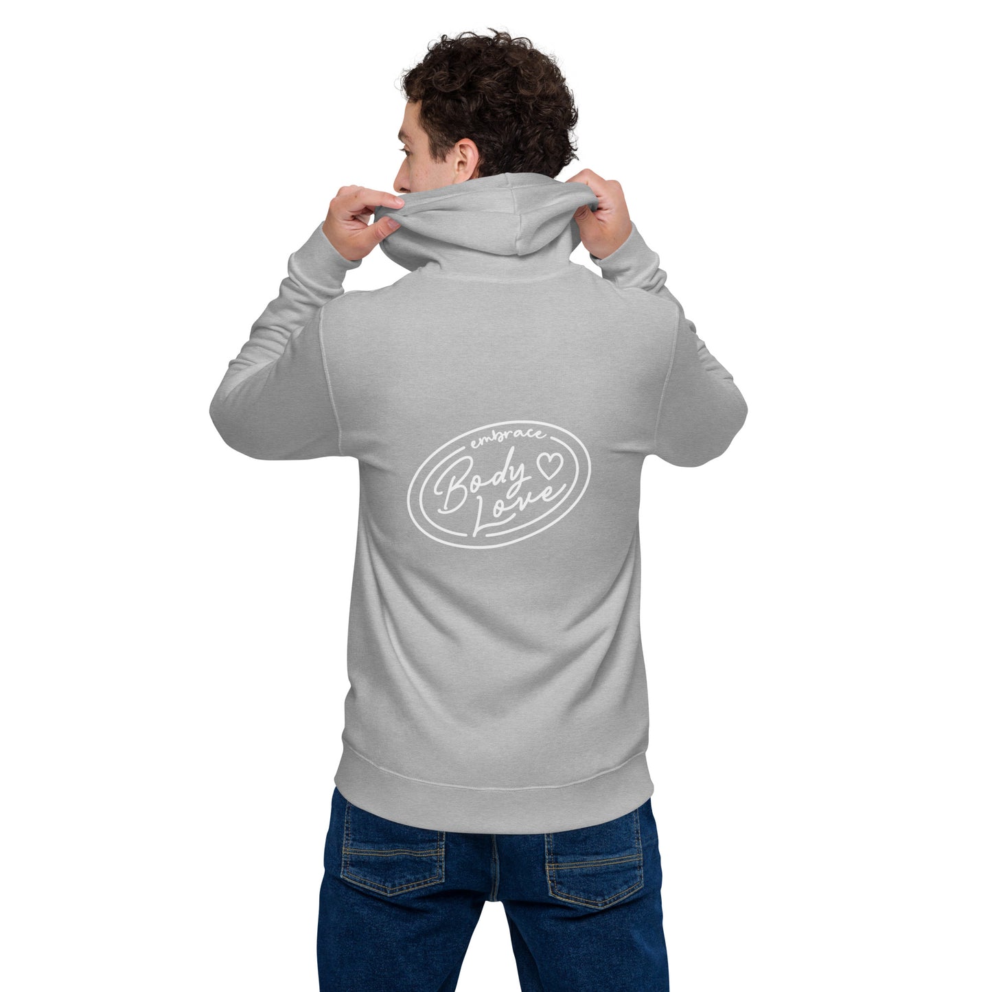 Embrace Body Love Logo, Zip hoodie- White Logo