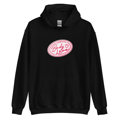 Embrace Body Love Logo, Hoodie- Genderless, Pink/White Logo