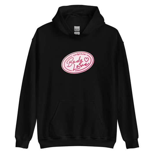 Embrace Body Love Logo, Hoodie- Genderless, Pink/White Logo