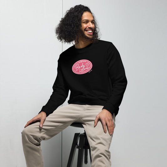 Embrace Body Love Logo, Organic Sweatshirt- Crewneck, Pink/White Logo (Recycled)