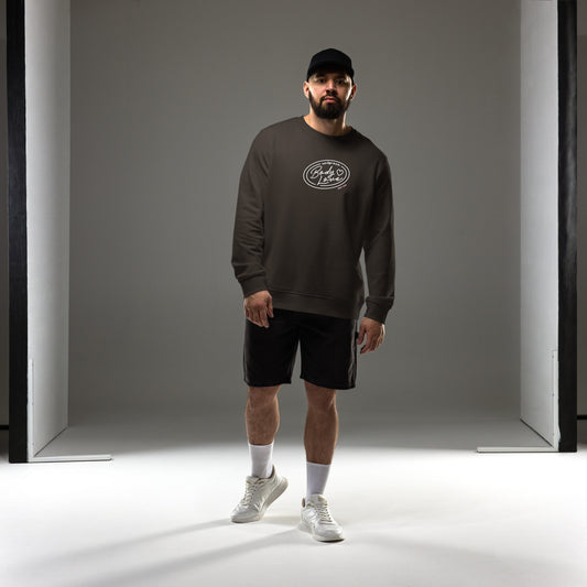 Embrace Body Love Logo, organic sweatshirt- Crewneck, White Logo (Recycled)