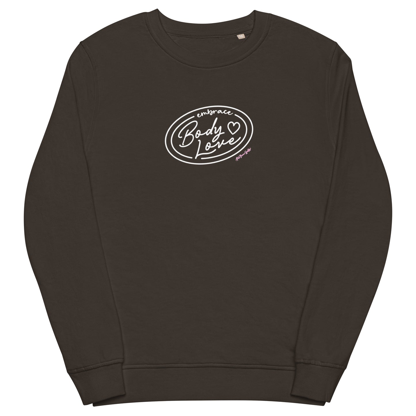 Embrace Body Love Logo, organic sweatshirt- Crewneck, White Logo (Recycled)