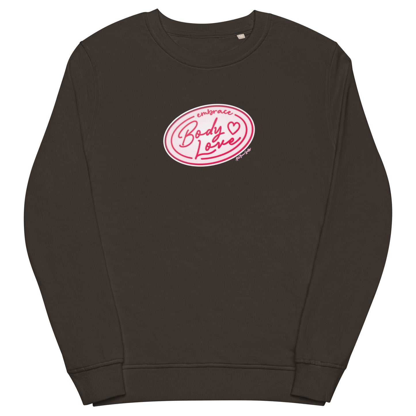 Embrace Body Love Logo, Organic Sweatshirt- Crewneck, Pink/White Logo (recycled)