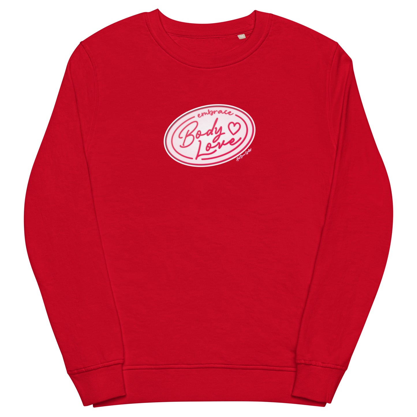 Embrace Body Love Logo, Organic Sweatshirt- Crewneck, Pink/White Logo (recycled)