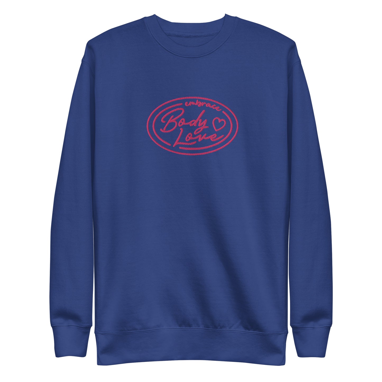 Embrace Body Love Logo Premium Sweatshirt- Embroidered, Pink logo