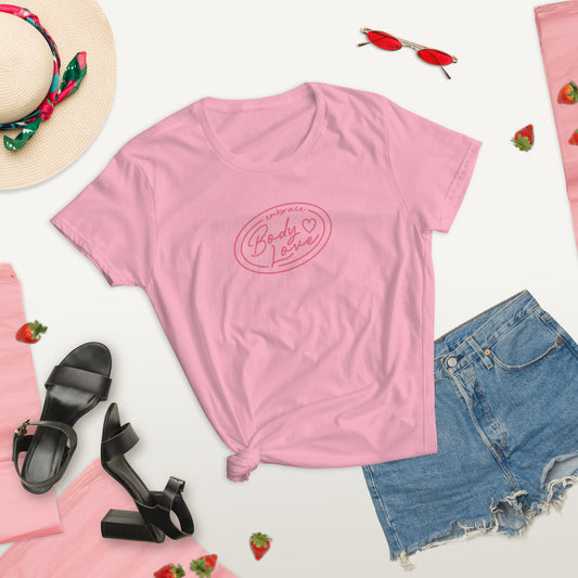 Embrace Body Love Logo, Classic T-shirt- Pink Logo (Femme Fit)