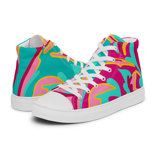 Embrace Body Love High Top Canvas Shoes, Split Colour- Hot Pink/Teal (Women's Sizing)