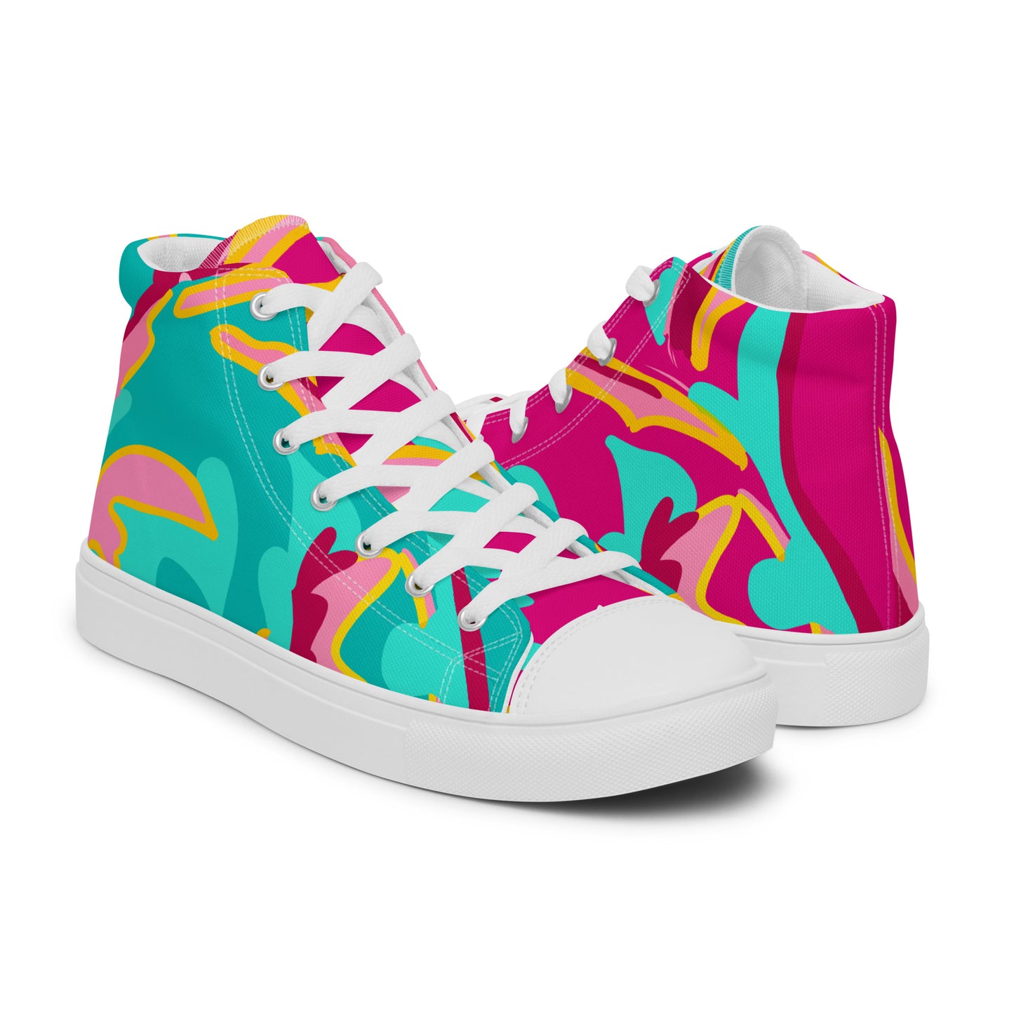 Embrace Body Love High Top Canvas Shoes, Split Colour- Hot Pink/Teal (Women's Sizing)