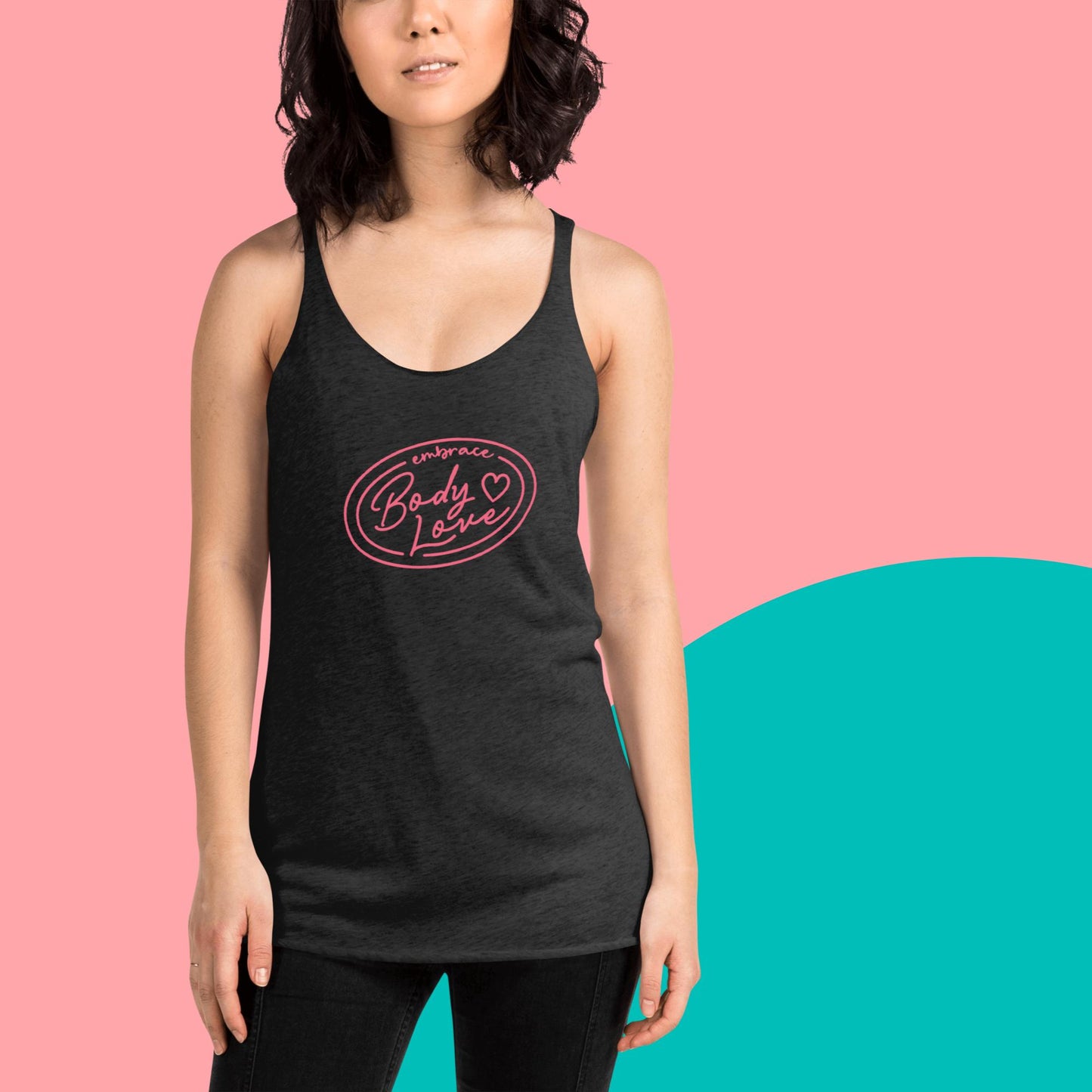 Embrace Body Love Logo Racerback Tank- Pink Logo (Femme fit)