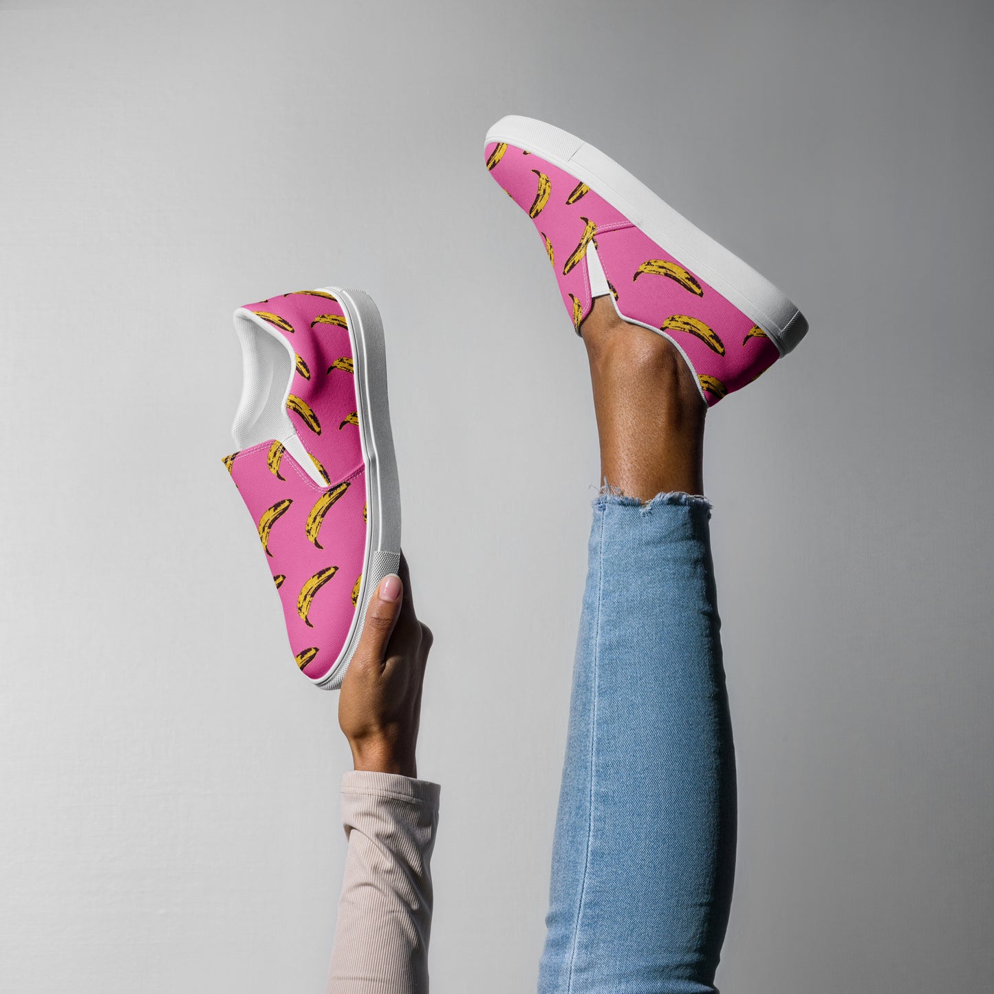 Pink Banana slip-on canvas shoes (women's sizing)