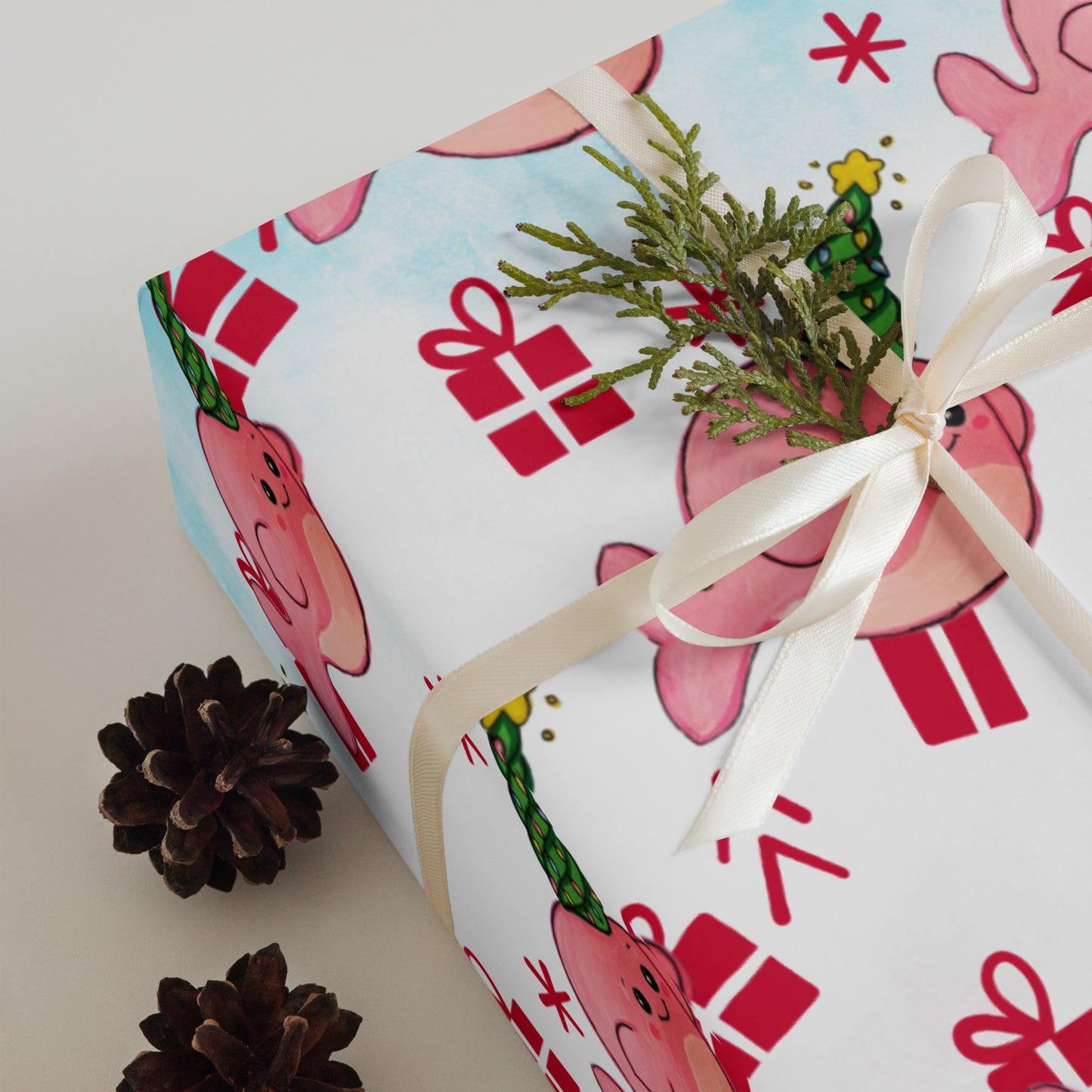 Christmas/Holiday Narwhals- Wrapping paper sheets