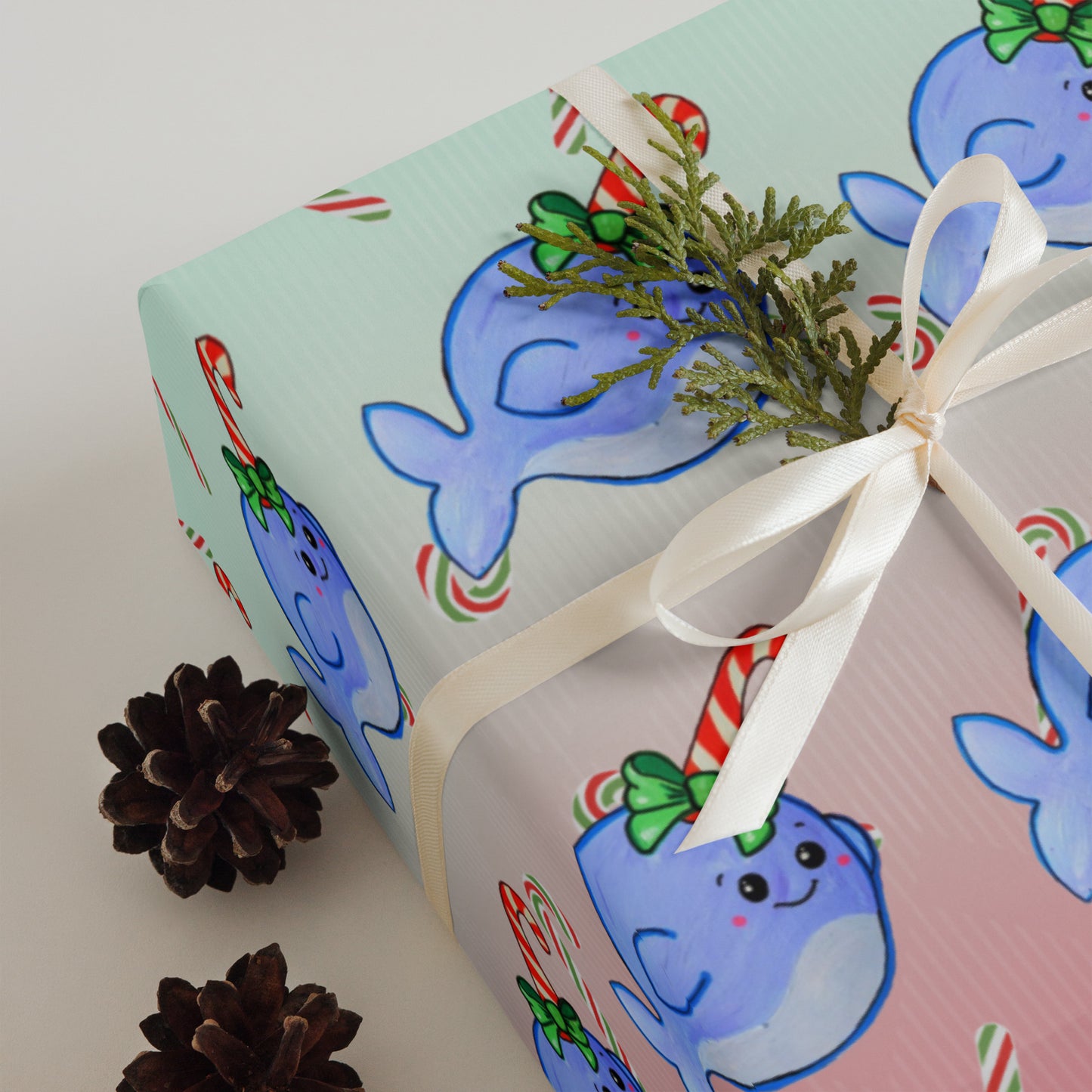 Christmas/Holiday Narwhals- Wrapping paper sheets