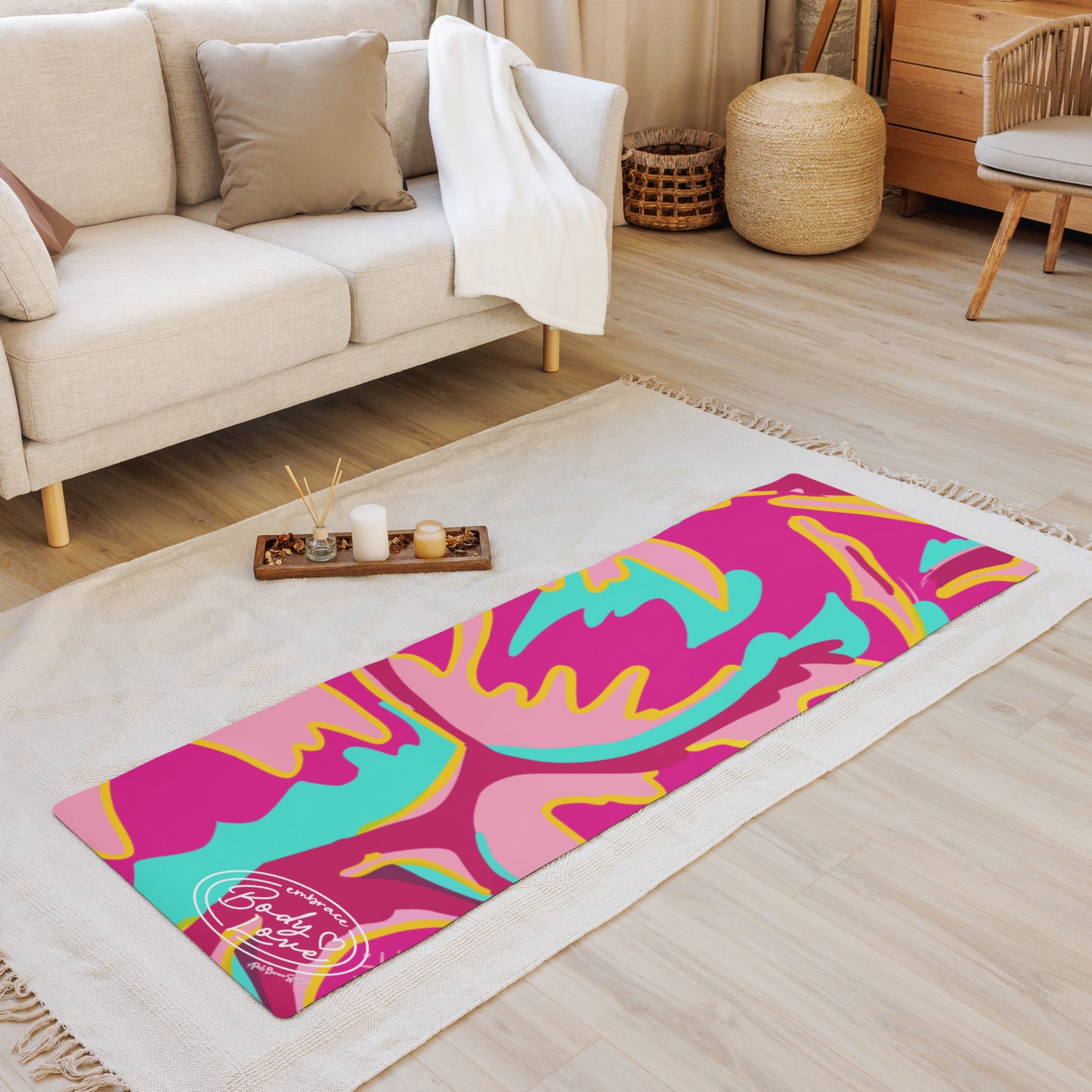 Embrace Body Love Yoga Mat- Hot Pink