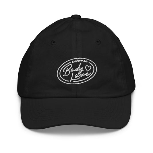 Embrace Body Love Logo- Youth baseball cap/hat (White Logo)