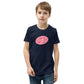 Embrace Body Love Logo- Genderless Youth Short Sleeve T-Shirt (pink/white logo)