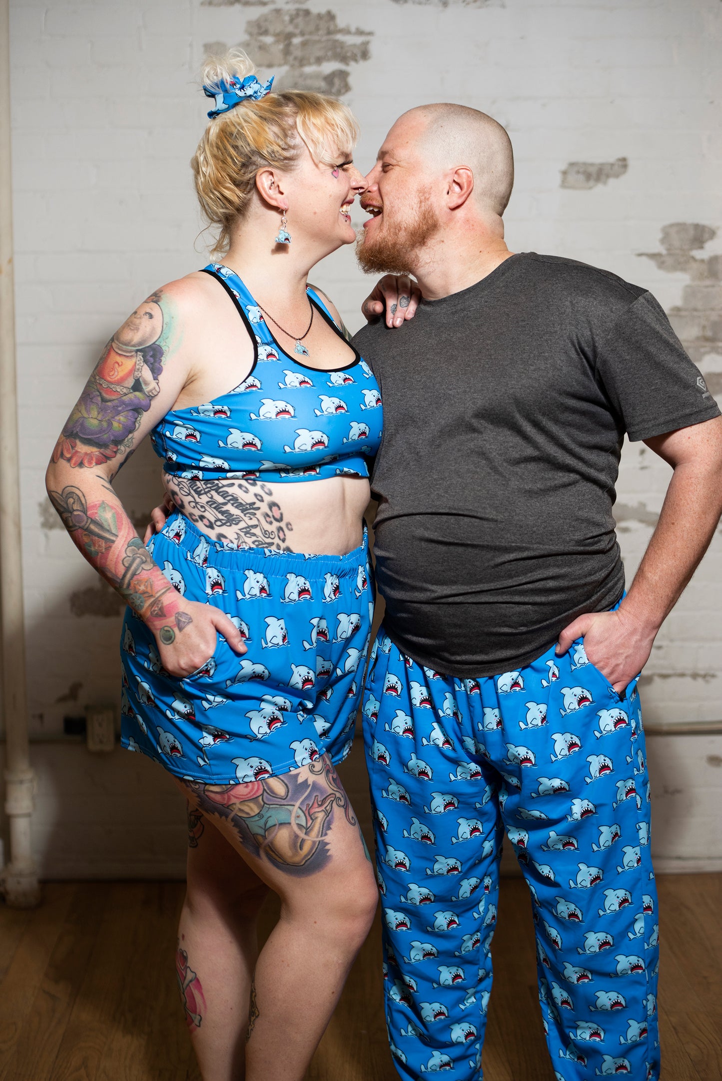 Anxious Shark- Genderless track pants (mesh-lined)
