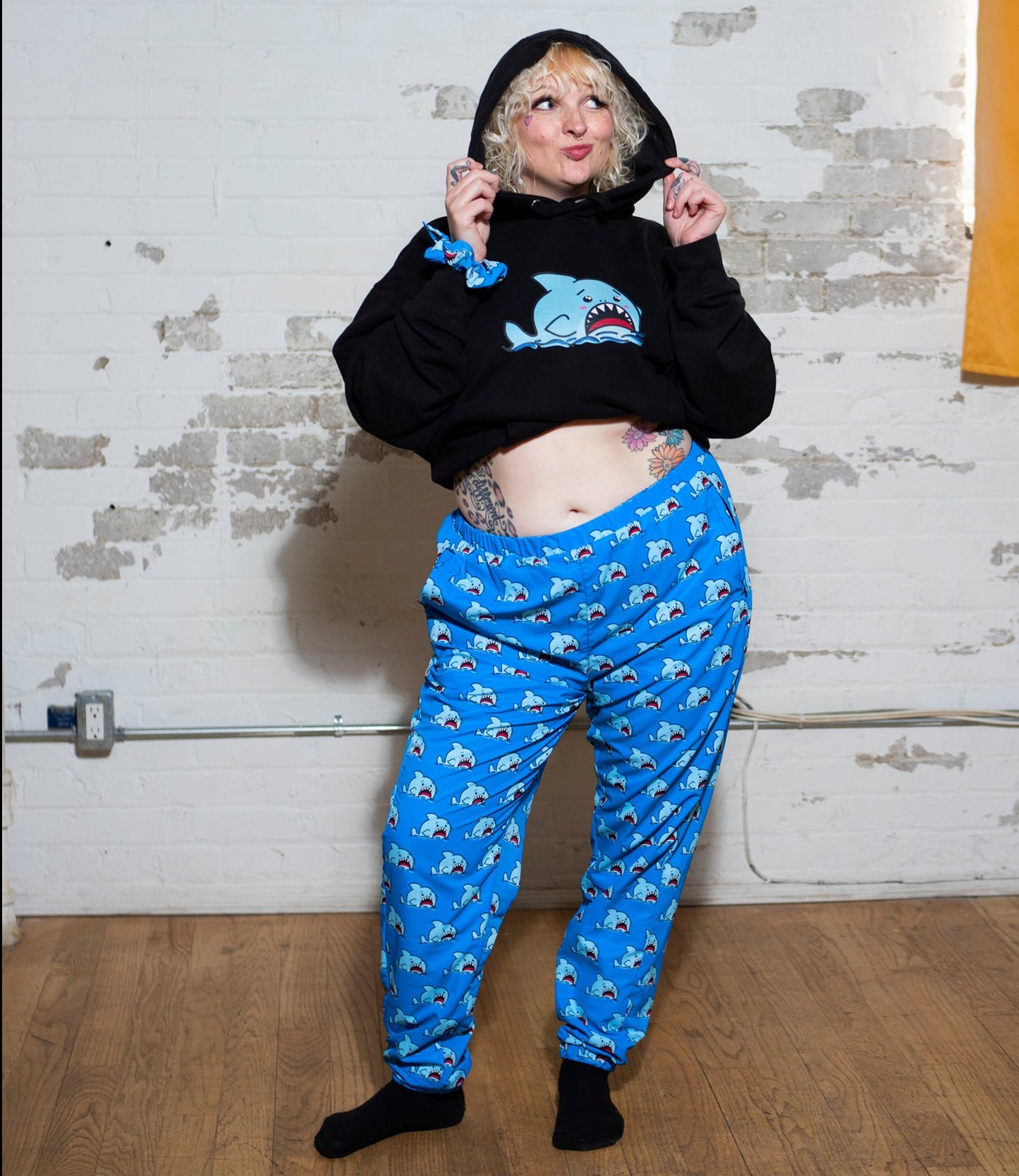 Anxious Shark- Genderless track pants (mesh-lined)