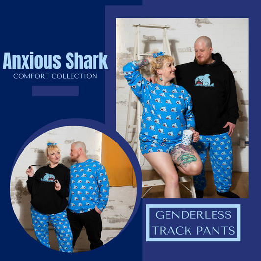 Anxious Shark- Genderless track pants (mesh-lined)