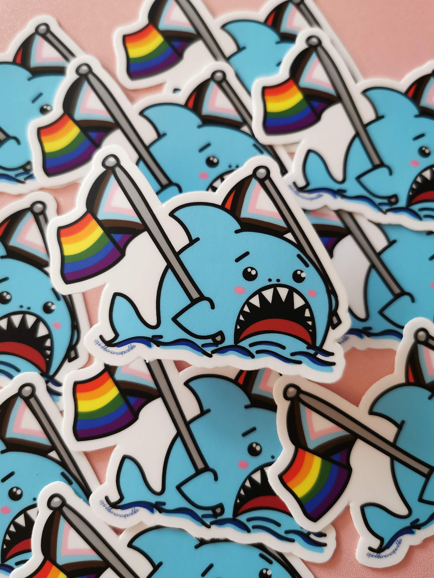 Anxious Shark Celebrates Pride! 3" Vinyl Stickers