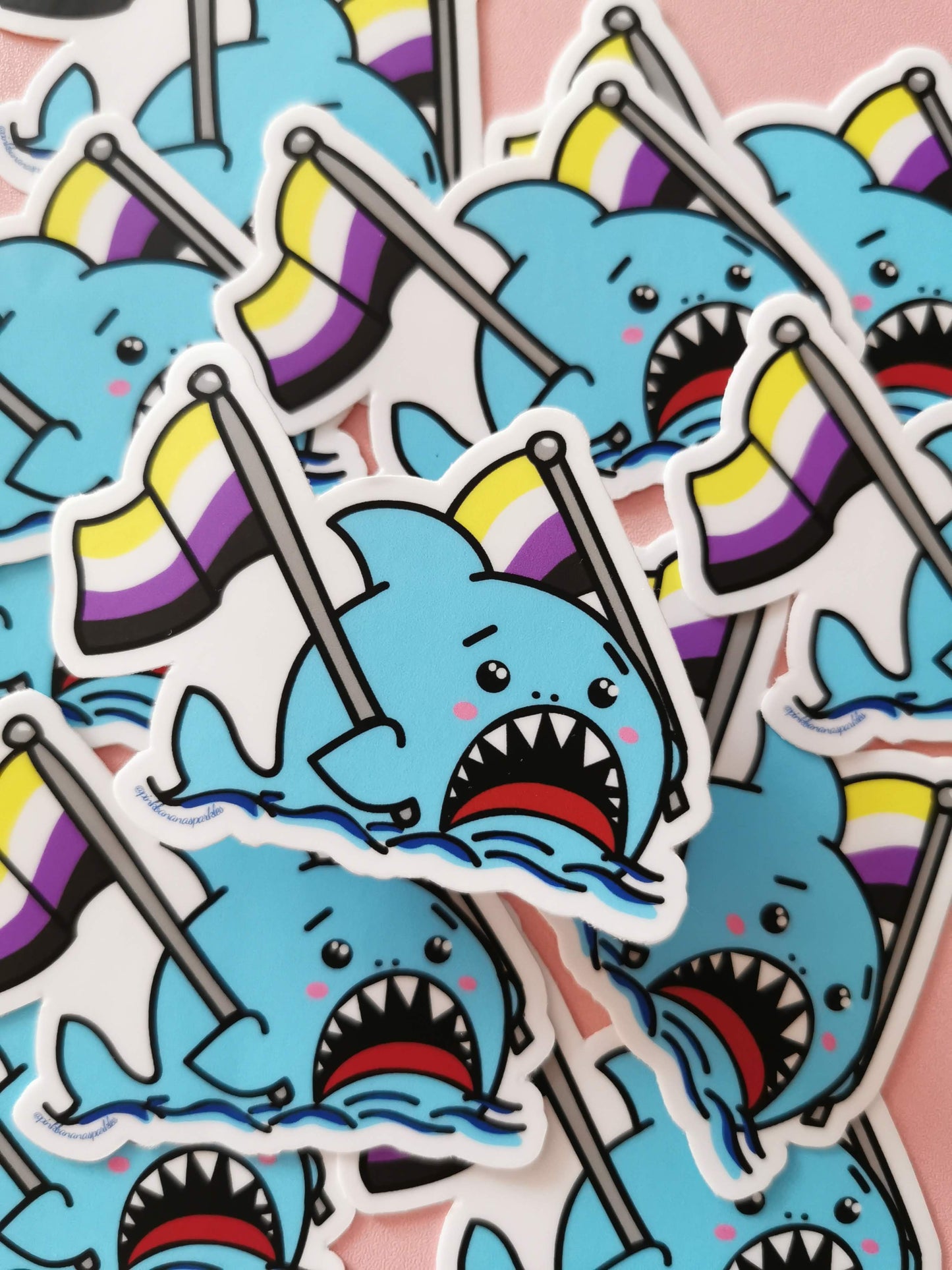 Anxious Shark Celebrates Pride! 3" Vinyl Stickers