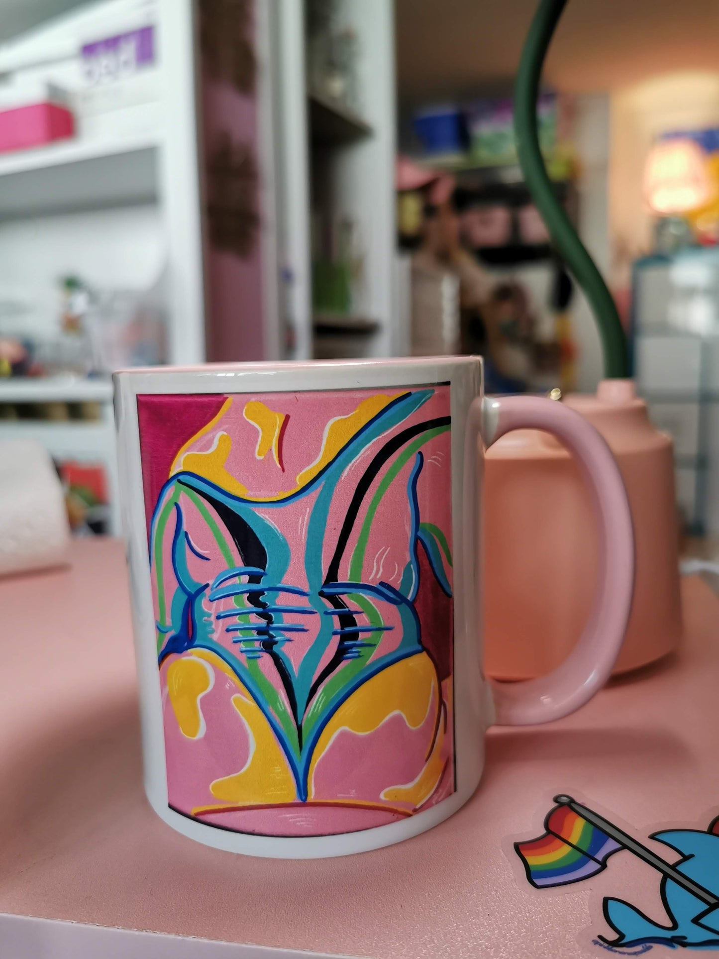 Rainbow Body Love Mug, with Coloured Handle/Interior