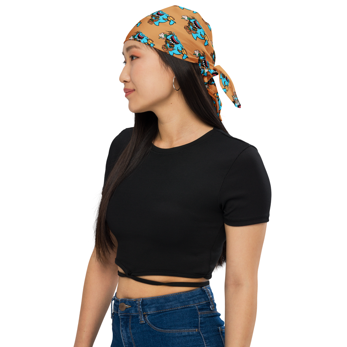 Basic Shark- All-over print bandana (beige)
