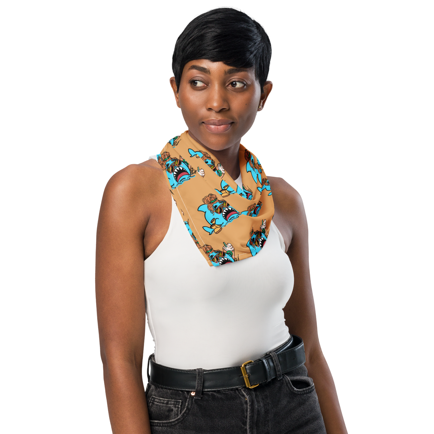 Basic Shark- All-over print bandana (beige)
