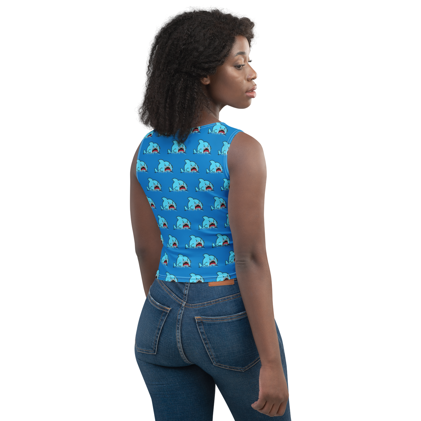 Anxious Shark- Fitted Crop Top