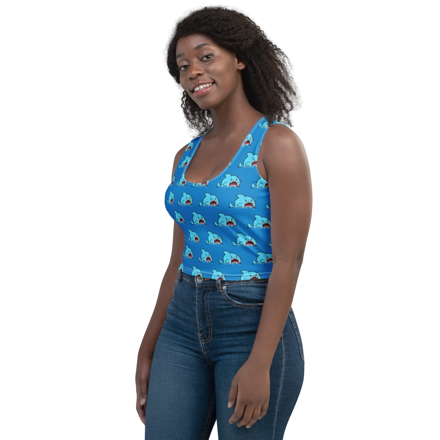 Anxious Shark- Fitted Crop Top