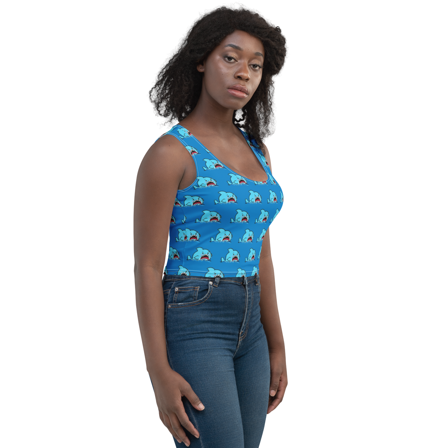 Anxious Shark- Fitted Crop Top