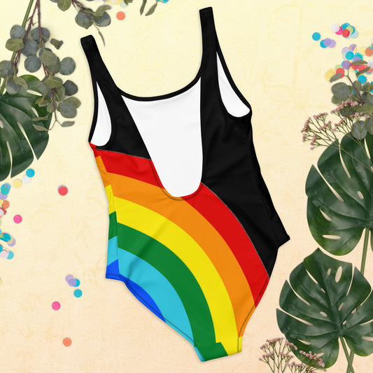 Anxious Shark Takes Pride to the Beach- One-Piece Swimsuit