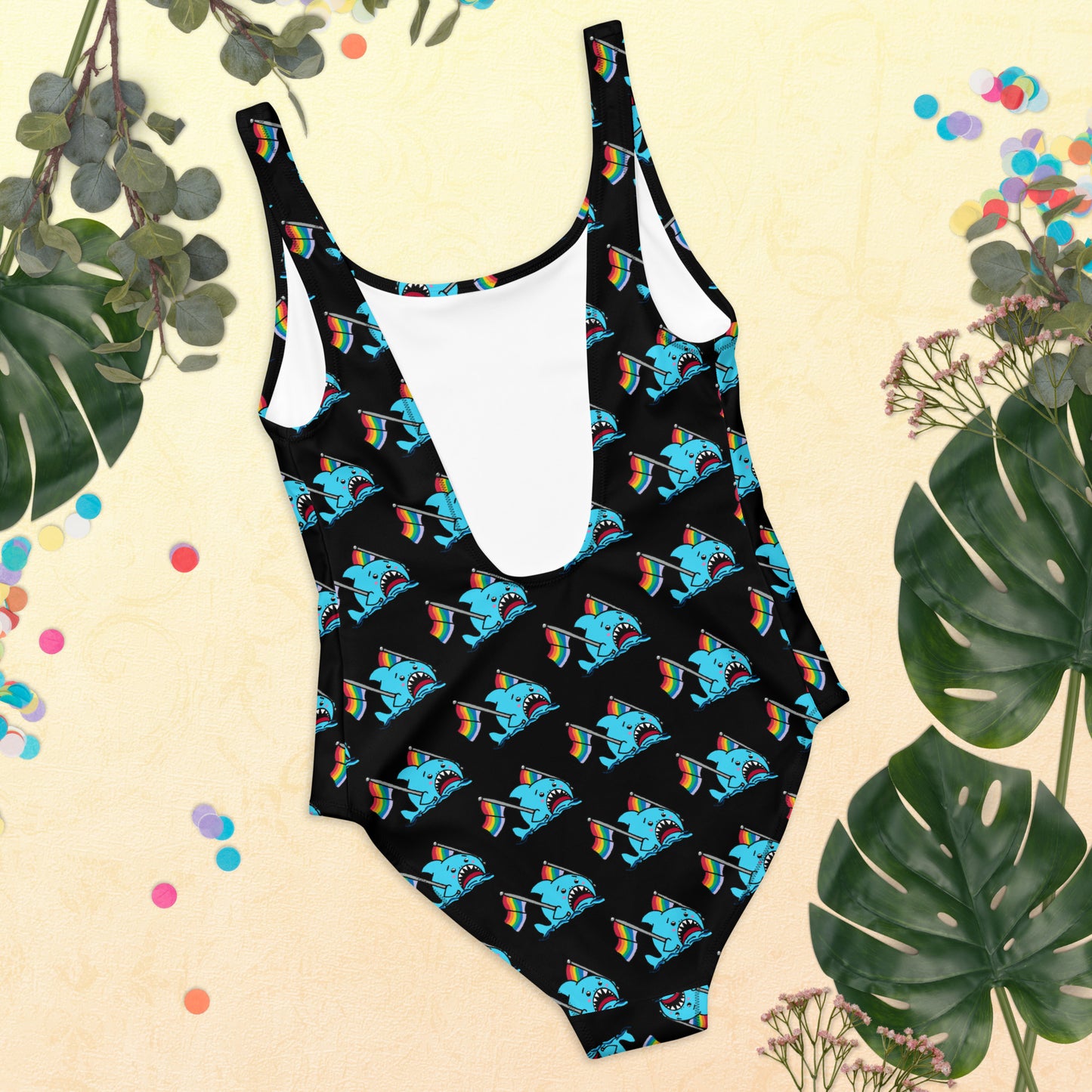 Anxious Shark Rainbow Pride Flag- One Piece Swimsuit