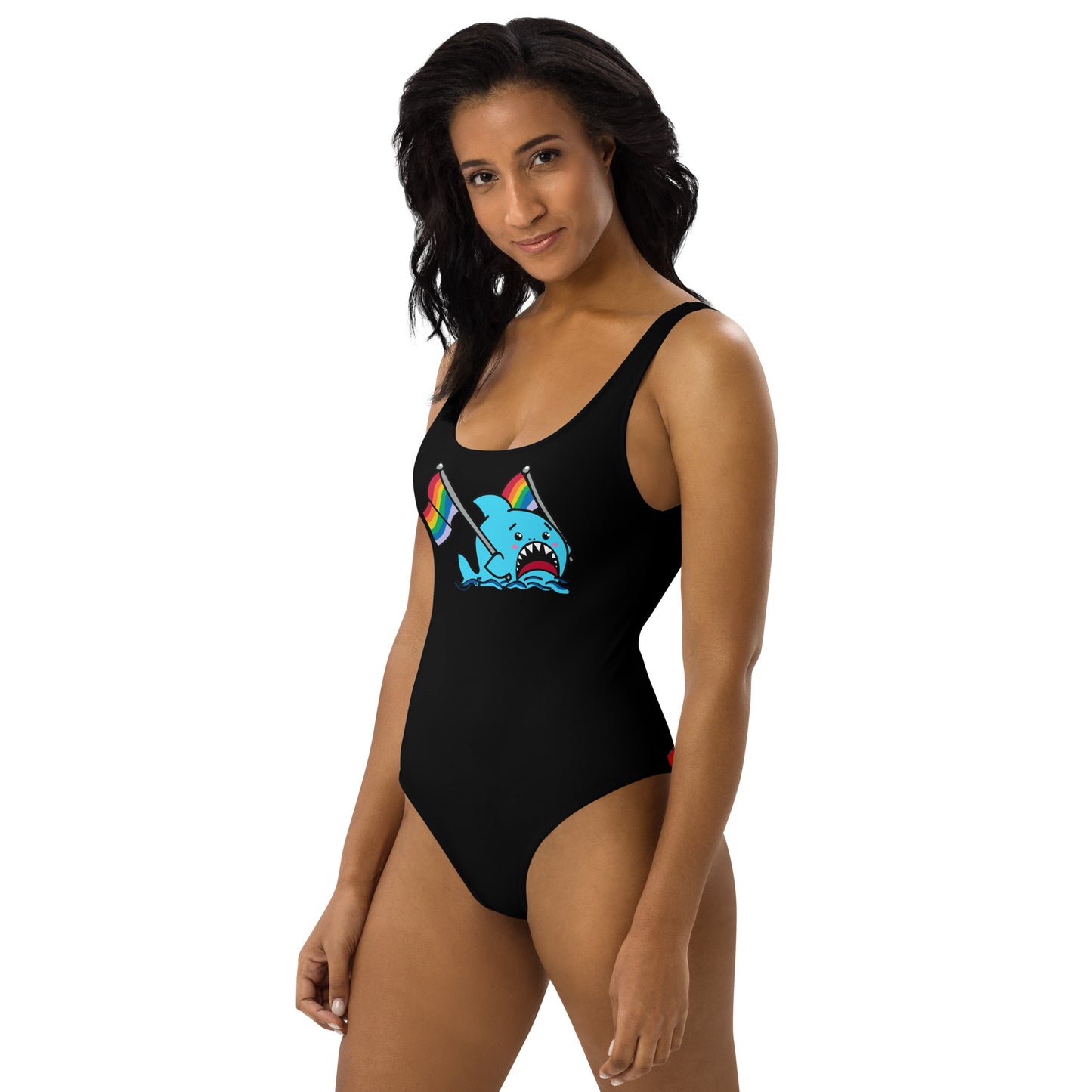 Anxious Shark Rainbow Pride Flag- One-Piece Swimsuit
