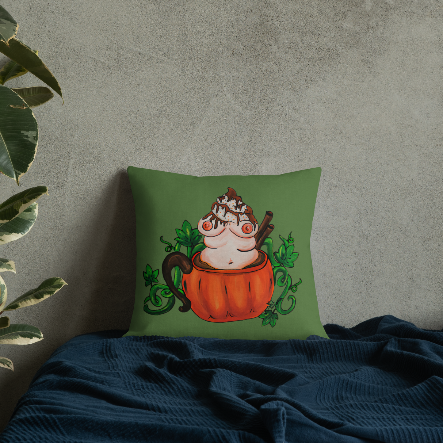 Pumpkin Spice and Everything Nice (green) - Premium Pillow and Pillowcase