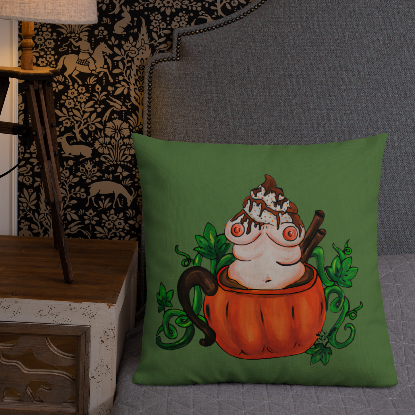 Pumpkin Spice and Everything Nice (green) - Premium Pillow and Pillowcase