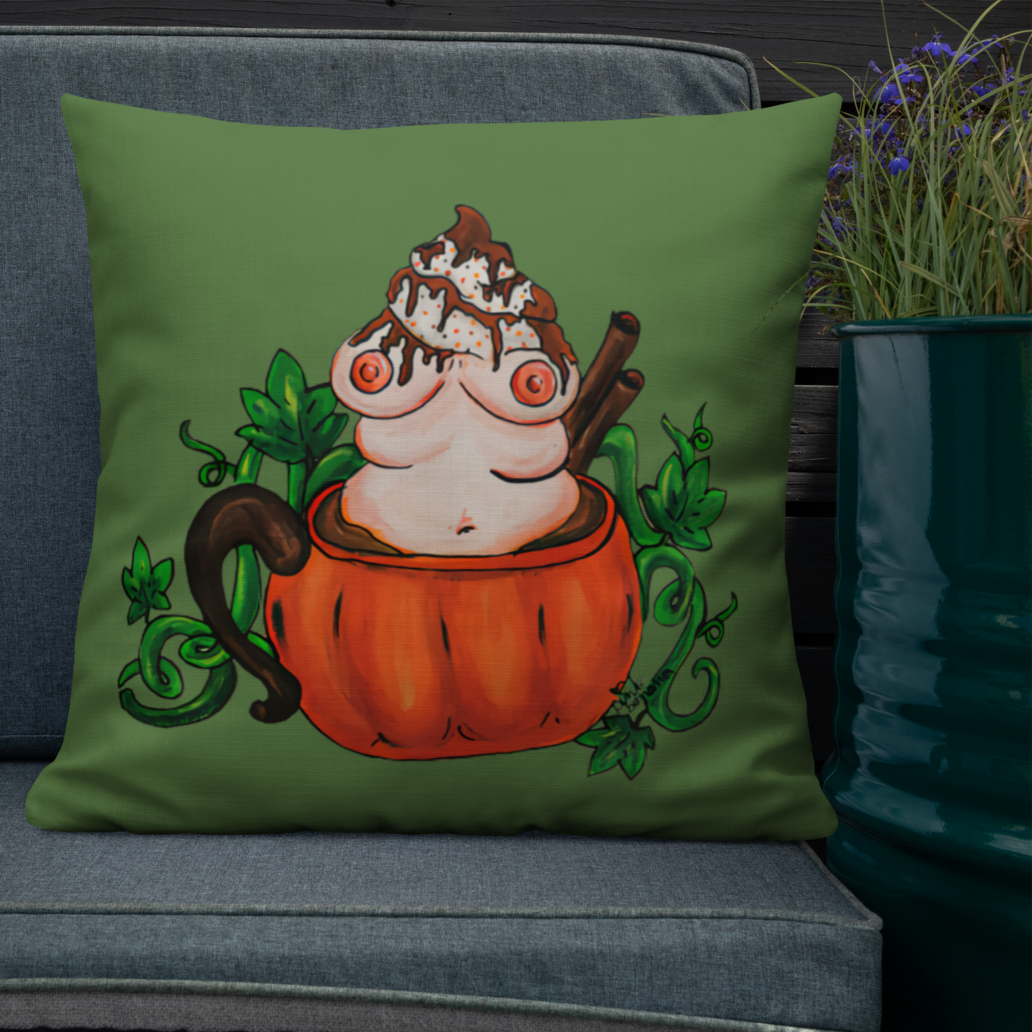 Pumpkin Spice and Everything Nice (green) - Premium Pillow and Pillowcase