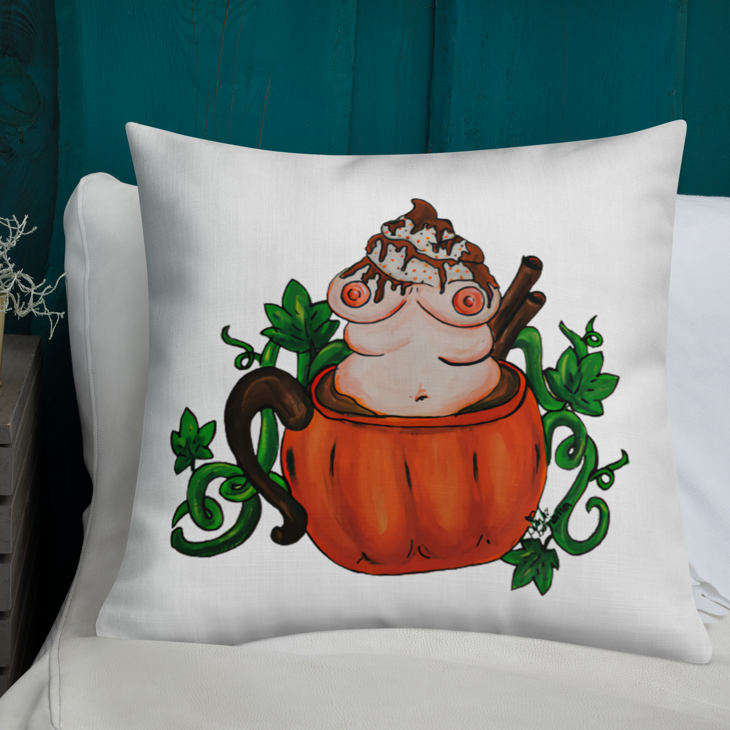 Pumpkin Spice and Everything Nice (white) - Premium Pillow and Pillowcase