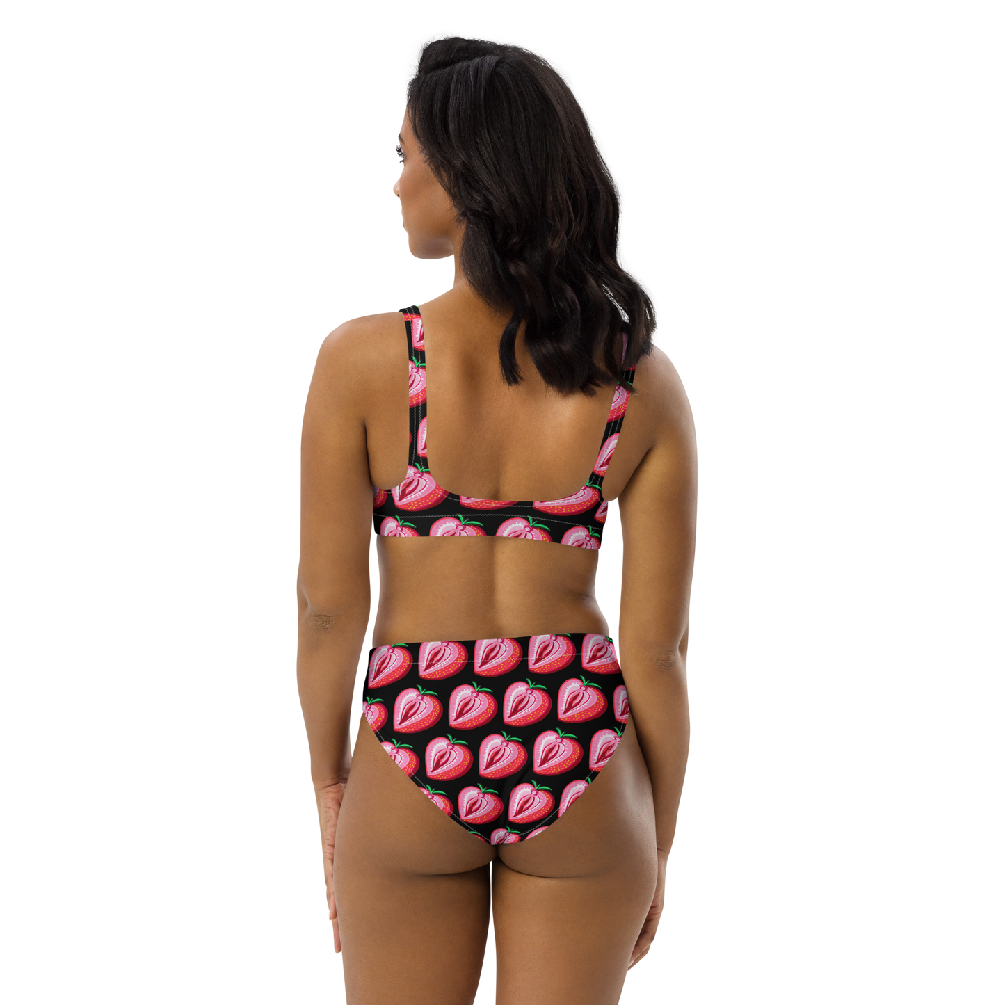 Strawberry Vulva High Waisted Bikini- black