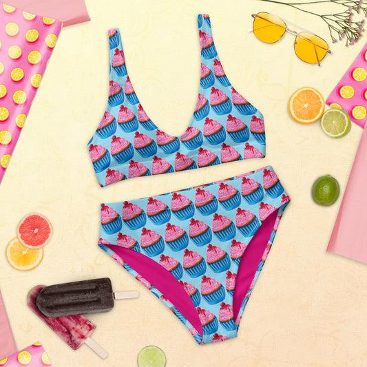 "Sweet Cupcake" (with nipple cherry) High-Waisted Bikini