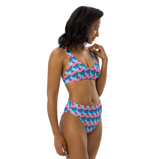 "Sweet Cupcake" (with nipple cherry) High-Waisted Bikini