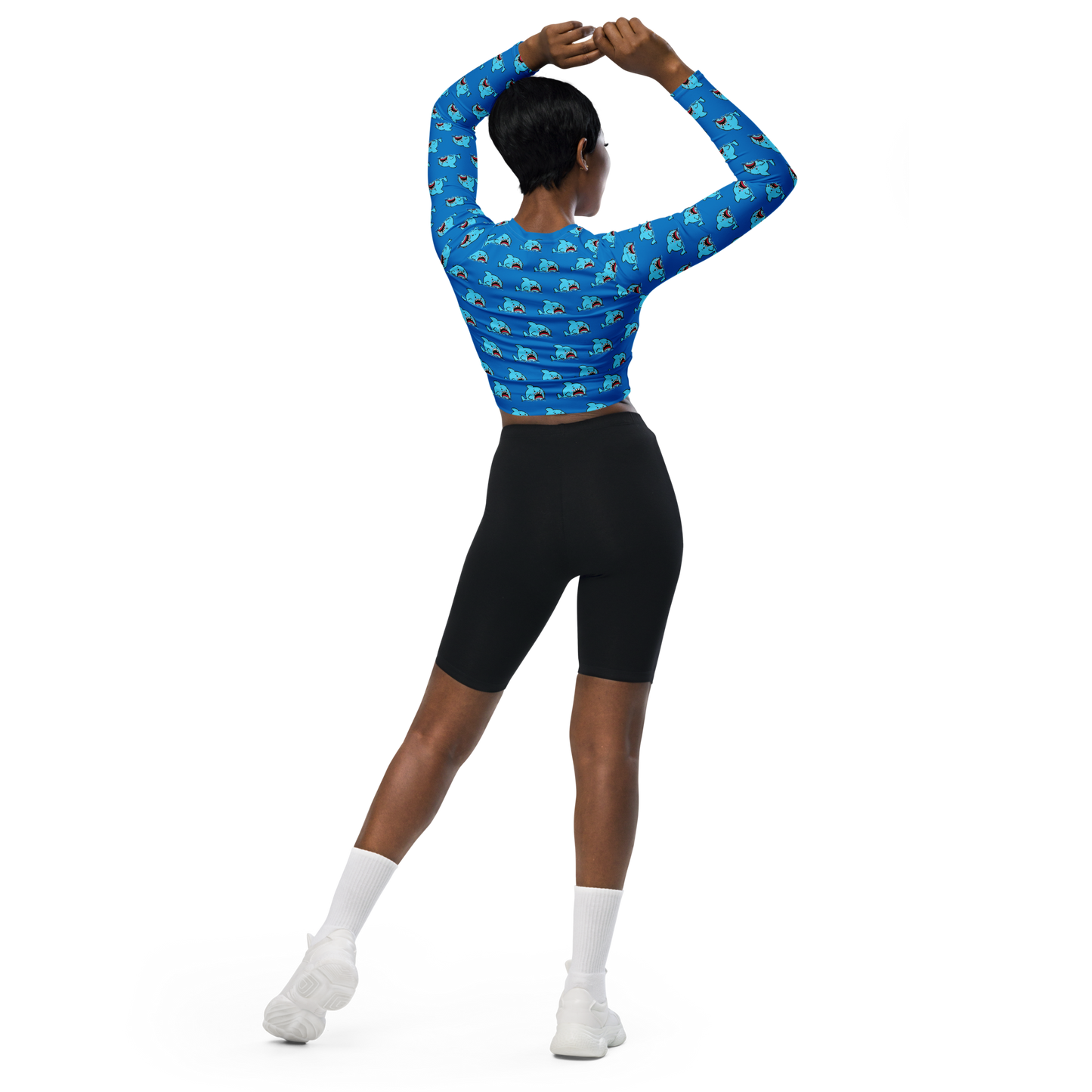 Anxious Shark- Recycled long-sleeve crop top