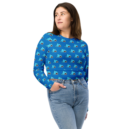 Anxious Shark- Recycled long-sleeve crop top