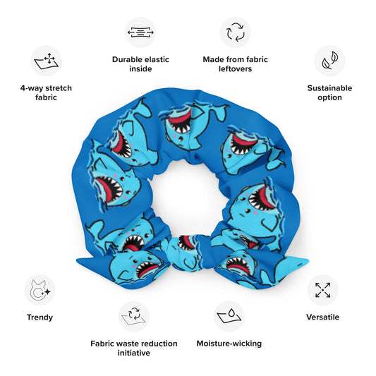 Anxious Shark- Recycled Scrunchie