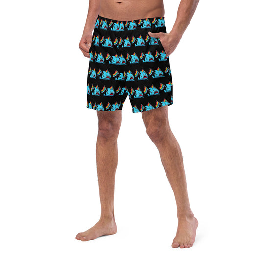 Anxious Shark Rainbow Pride Flag- Swim Trunks