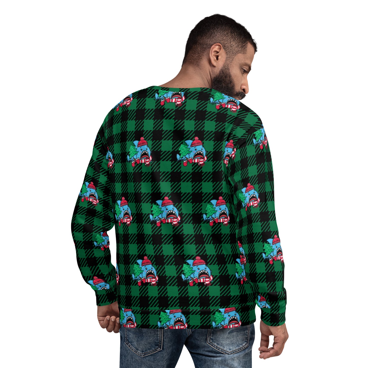 Holiday Sharks Ugly Christmas Sweater- Trim the Tree (Genderless Sweatshirt)