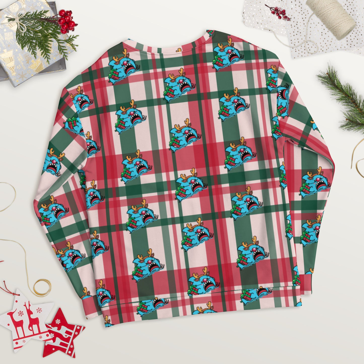 Holiday Sharks Ugly Christmas Sweater- Won't You Guide My Sleigh? (Genderless Sweatshirt)