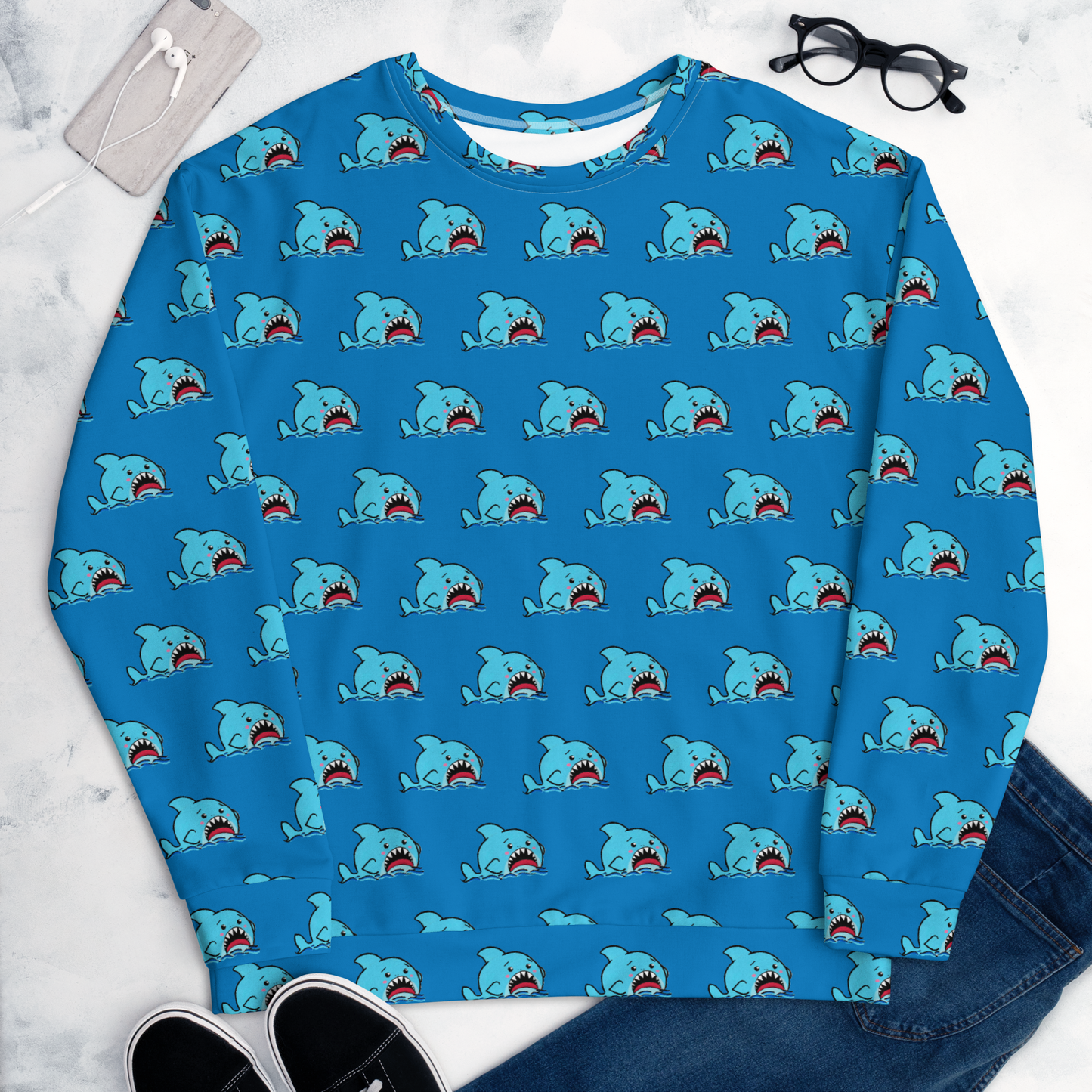 Anxious Shark- Genderless Sweatshirt (Allover print)