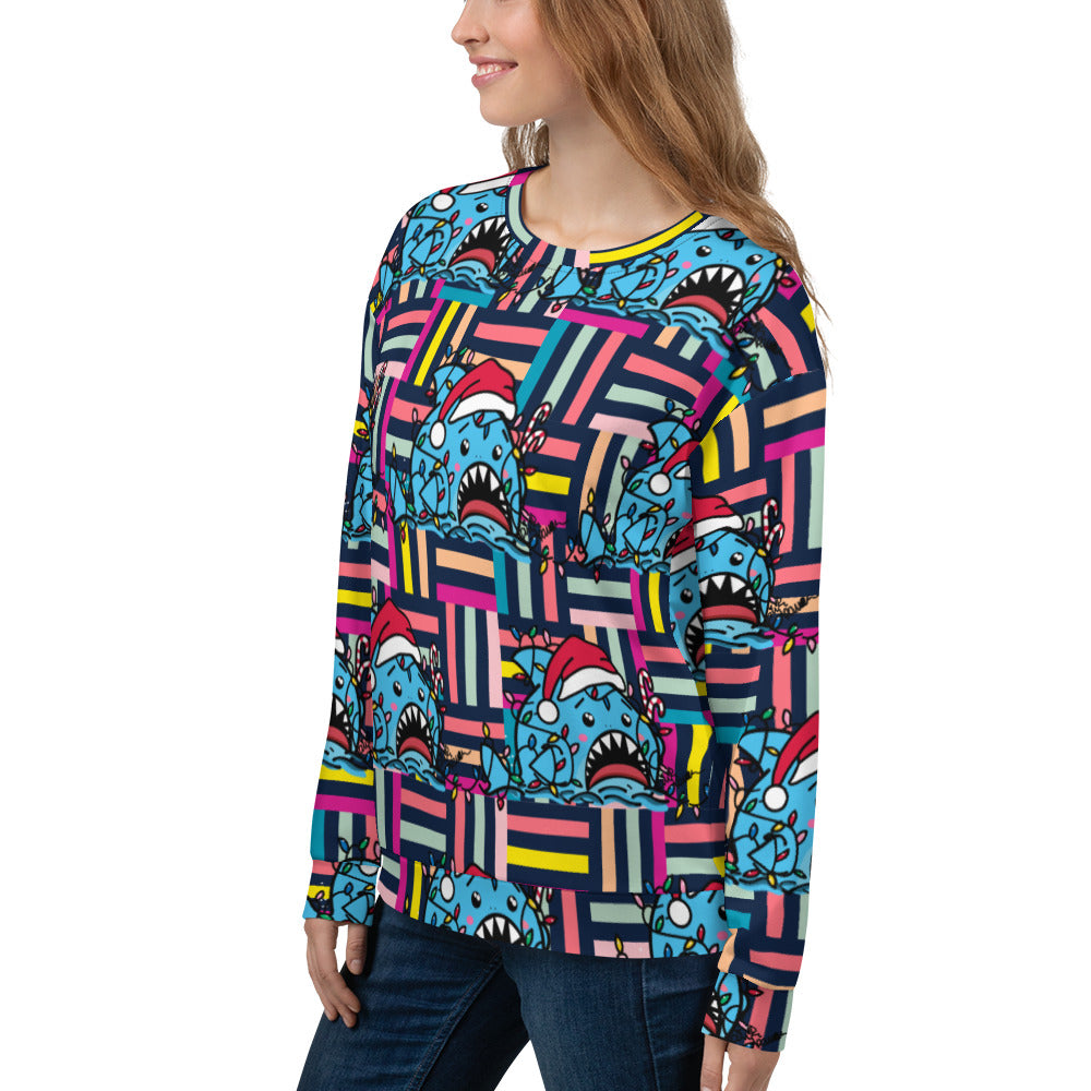 Holiday Sharks Ugly Christmas Sweater- Let There Be Lights (Genderless Sweatshirt)