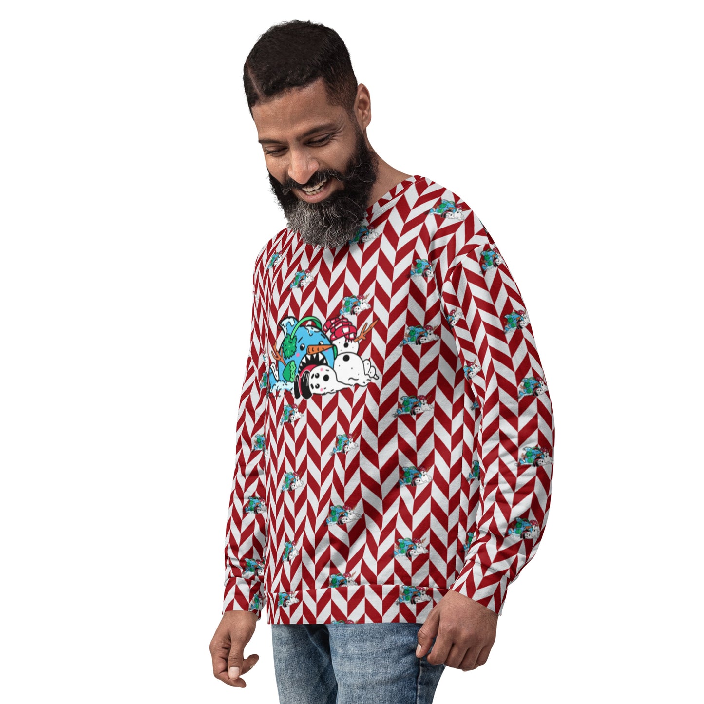 Holiday Sharks Ugly Christmas Sweater- Do you Wanna Build a Snowman? (Genderless Sweatshirt)